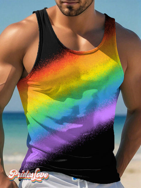 Men’s LGBT Pride Gay Rainbow Art Print Tank Top Multicolor / S