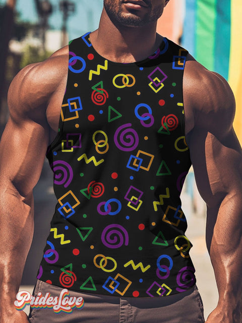 Men’s LGBT Pride Gay Rainbow Color Symbols Art Print Tank Top