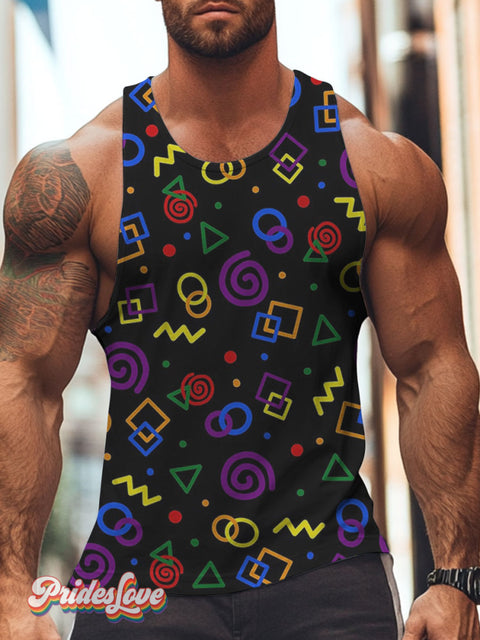 Men’s LGBT Pride Gay Rainbow Color Symbols Art Print Tank Top
