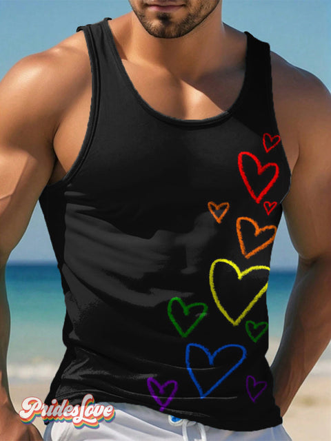 Men’s LGBT Pride Gay Rainbow Love Art Print Tank Top Multicolor / S