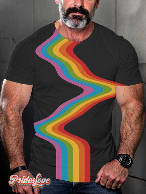 Men’s Lgbt Pride Liquid Psychedelic Retro Rainbow Art Casual Print T-Shirt Multicolor / S