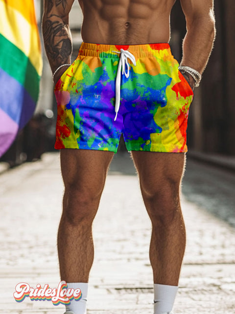 Men’s Lgbt Pride Rainbow Gradient Casual Print Beach Shorts Multicolor / S
