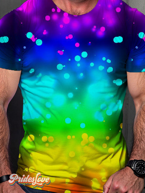Men’s Lgbt Pride Smudge Rainbow Gradient Art Casual Print T-Shirt