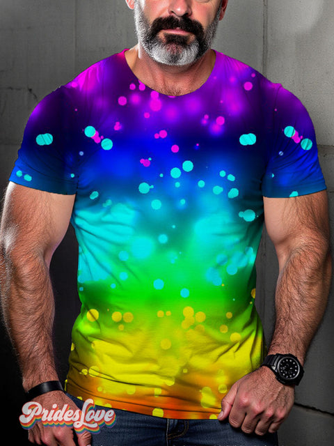 Men’s Lgbt Pride Smudge Rainbow Gradient Art Casual Print T-Shirt Multicolor / S