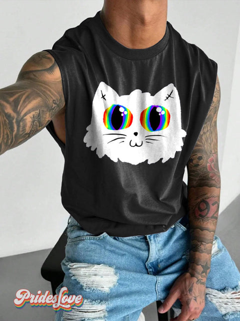 Men’s Lgbt Queer Cat Gay Wide Shoulder Vest Black / S
