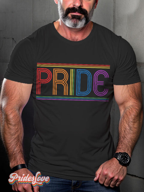 Men’s Lgbt Rainbow Gay Pride Casual Print T-Shirt Black / S
