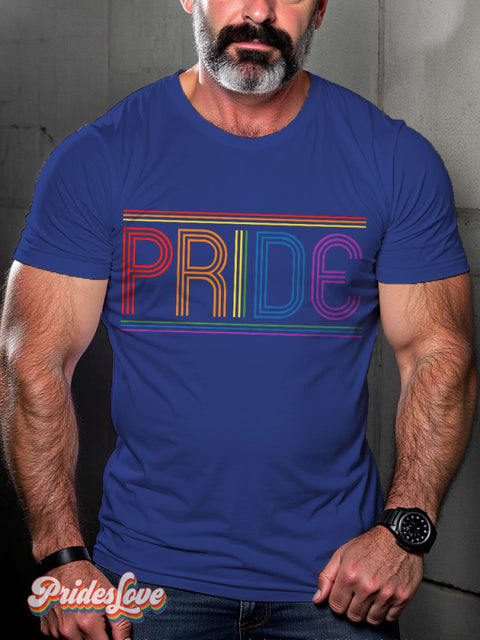 Men’s Lgbt Rainbow Gay Pride Casual Print T-Shirt Blue / S