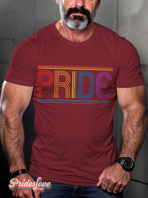 Men’s Lgbt Rainbow Gay Pride Casual Print T-Shirt Maroon / S