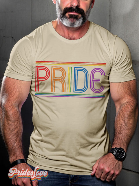 Men’s Lgbt Rainbow Gay Pride Casual Print T-Shirt Sand / S