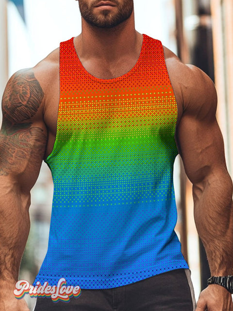 Men’s Lgbt Rainbow Gradient Pride Casual Print Tank Top Multicolor / S