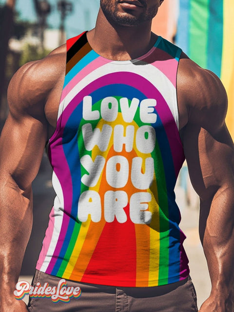 Men’s Lgbt Rainbow Love Who You Are Pride Casual Print Tank Top Multicolor / S