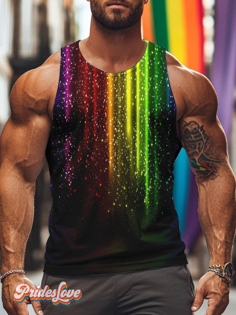 Men’s Lgbt Rainbow Pride Art Pattern Casual Print Tank Top