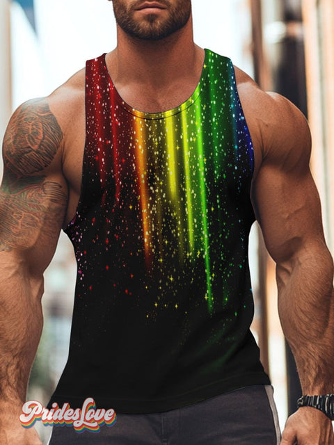 Men’s Lgbt Rainbow Pride Art Pattern Casual Print Tank Top