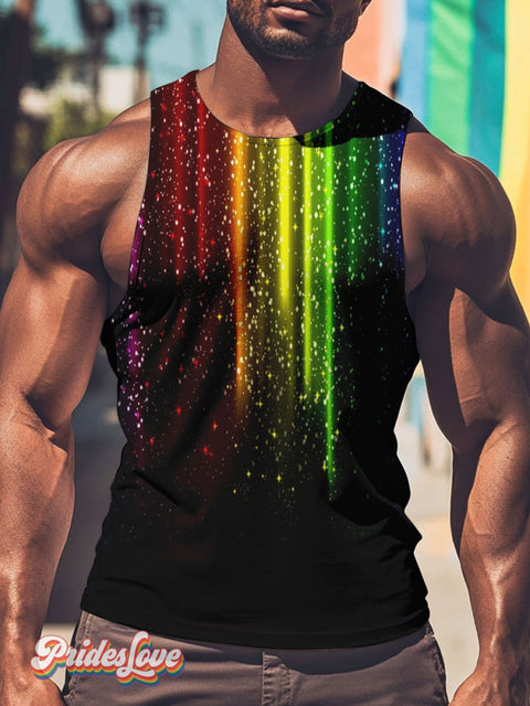 Men’s Lgbt Rainbow Pride Art Pattern Casual Print Tank Top Multicolor / S