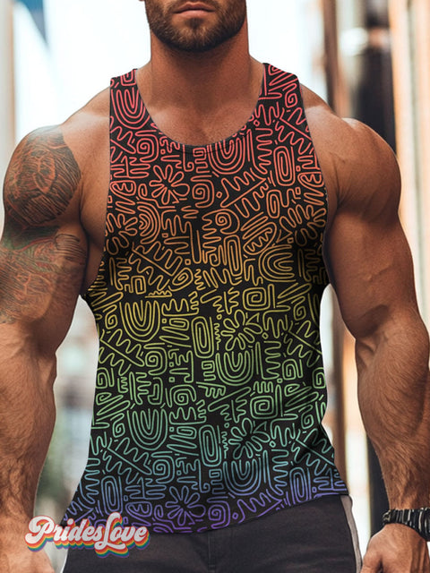 Men’s LGBT Rainbow Pride Flag Art Print Tank Top