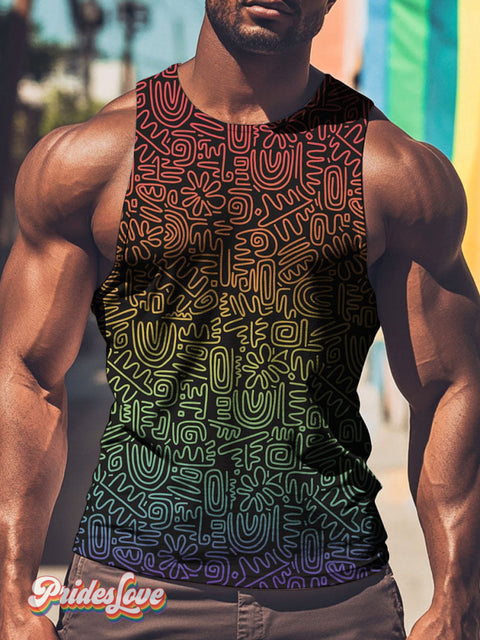 Men’s LGBT Rainbow Pride Flag Art Print Tank Top