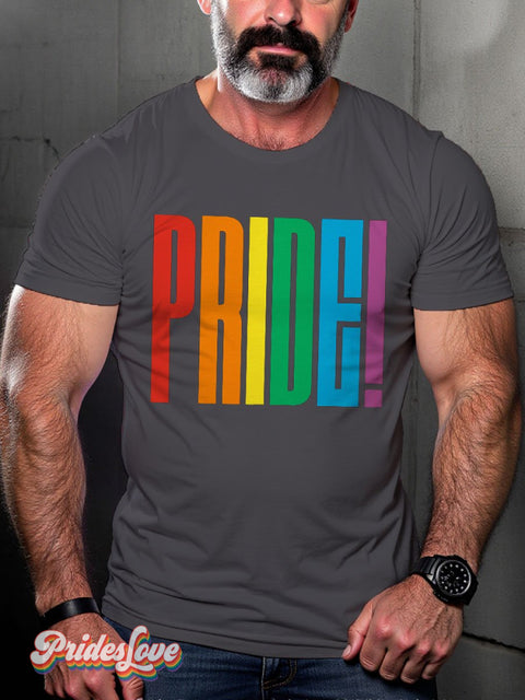 Men’s Lgbt Rainbow Proud Pride Casual Print T-Shirt Grey / S