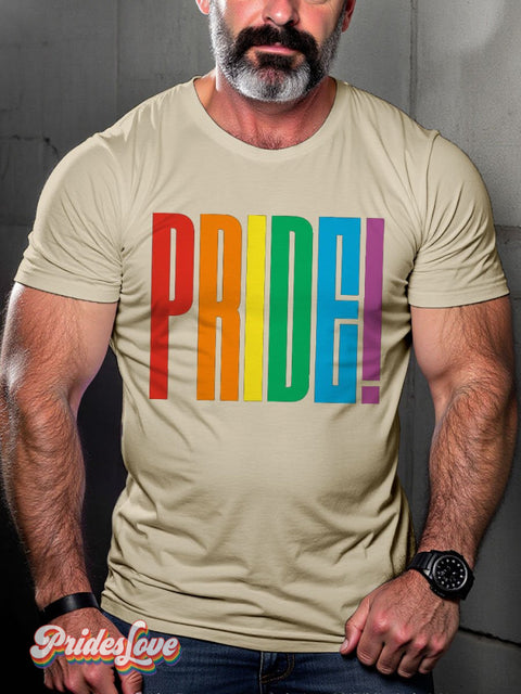 Men’s Lgbt Rainbow Proud Pride Casual Print T-Shirt Sand / S