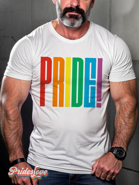 Men’s Lgbt Rainbow Proud Pride Casual Print T-Shirt White / S