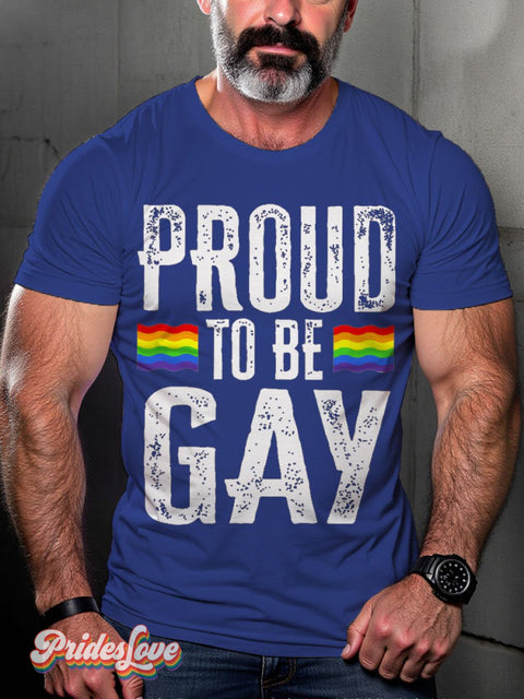 Men’s Lgbt Rainbow Proud To Be Gay Pride Casual Print T-Shirt Blue / S