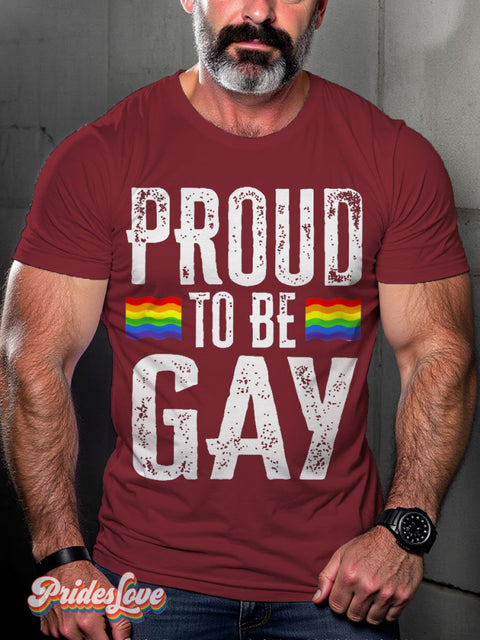Men’s Lgbt Rainbow Proud To Be Gay Pride Casual Print T-Shirt Maroon / S