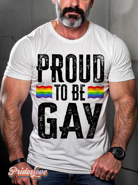Men’s Lgbt Rainbow Proud To Be Gay Pride Casual Print T-Shirt White / S