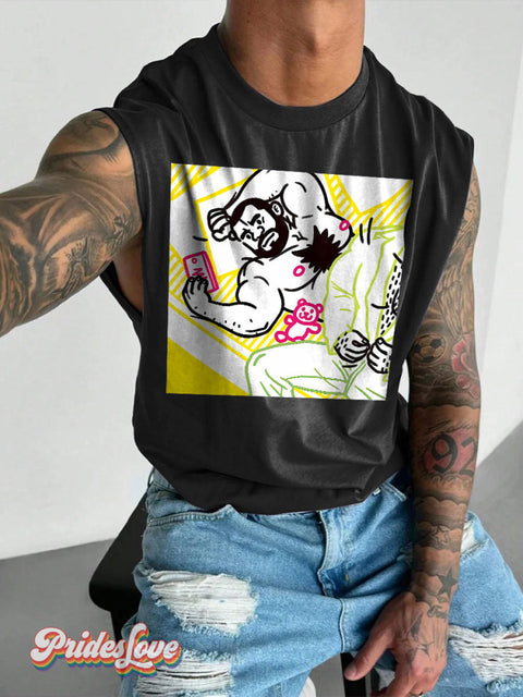 Men’s LGBT Same Time Tomorrow? Casual Print Wide Shoulder Vest Black / S