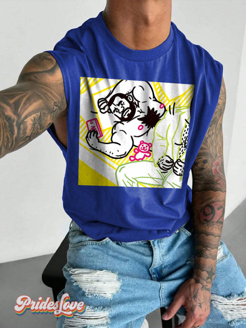 Men’s LGBT Same Time Tomorrow? Casual Print Wide Shoulder Vest Blue / S