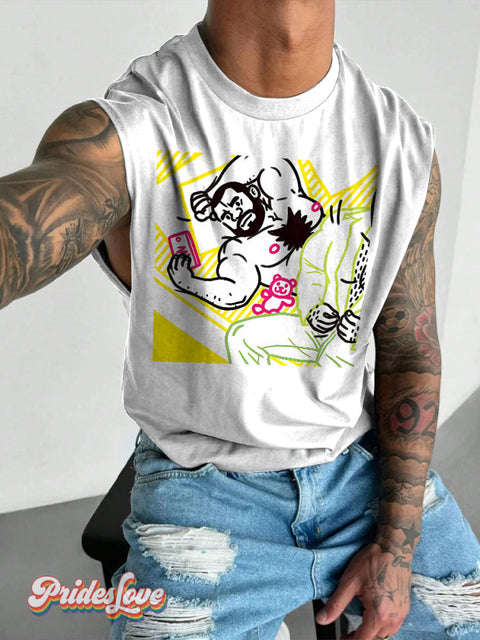 Men’s LGBT Same Time Tomorrow? Casual Print Wide Shoulder Vest White / S