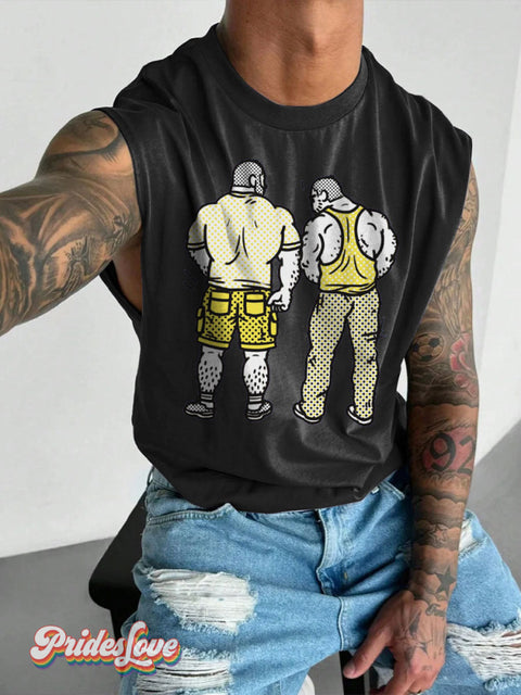 Men’s LGBT So...You Like What You See? Casual Print Wide Shoulder Vest Black / S