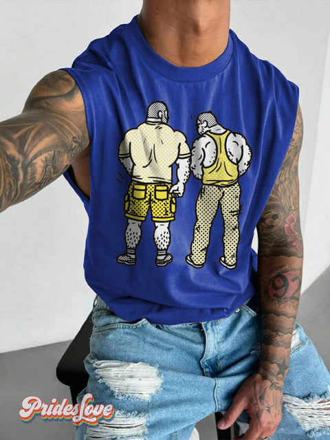 Men’s LGBT So...You Like What You See? Casual Print Wide Shoulder Vest Blue / S