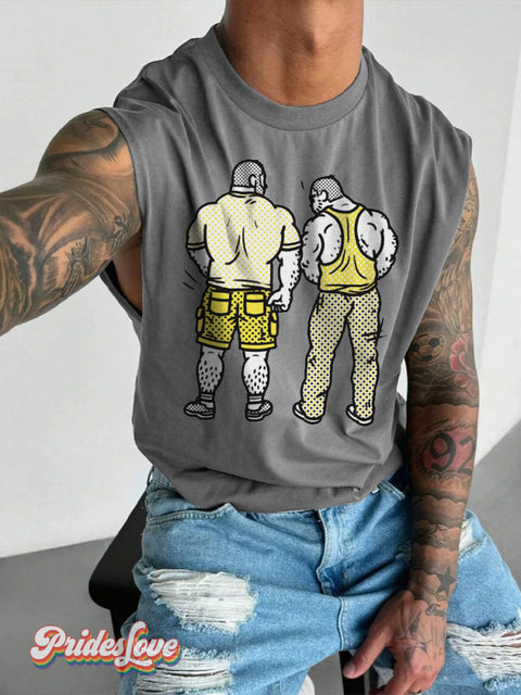 Men’s LGBT So...You Like What You See? Casual Print Wide Shoulder Vest Grey / S