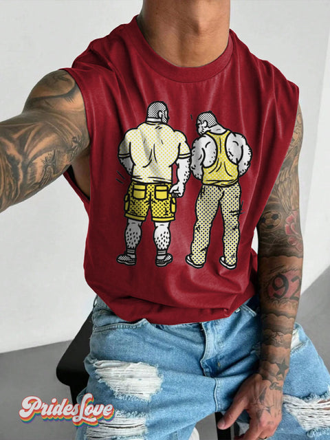 Men’s LGBT So...You Like What You See? Casual Print Wide Shoulder Vest Maroon / S