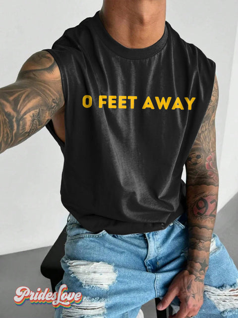 Men’s Lgbtq Gay Pride 0 Feet Away Print Wide Shoulder Vest Black / S