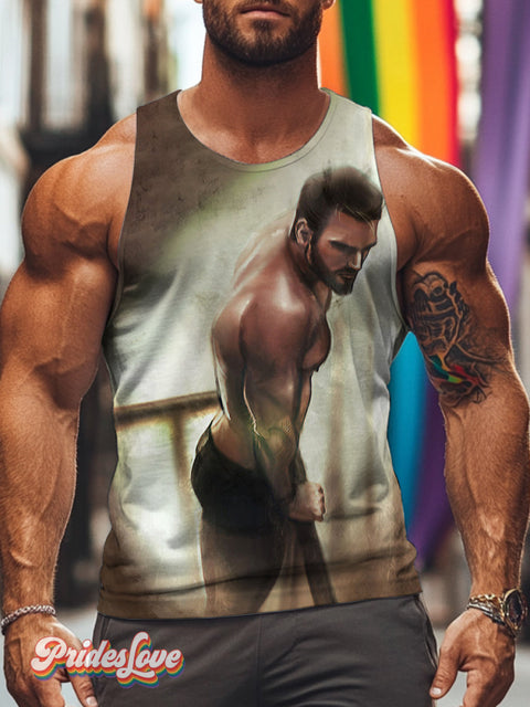 Men’s Lgbtq Gay Pride Art Print Casual Tank Top Multicolor / S