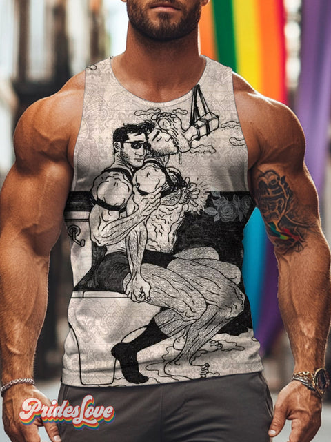 Men’s Lgbtq Gay Pride Art Print Casual Tank Top Multicolor / S