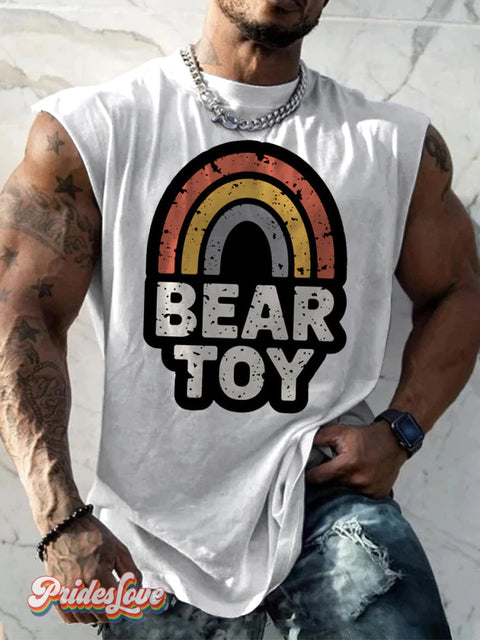Men’s Lgbtq Gay Pride Bear Toy Art Print Wide Shoulder Vest