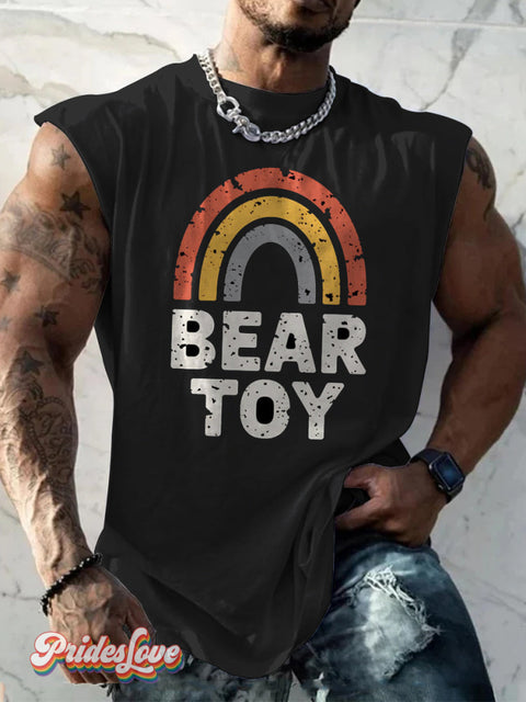 Men’s Lgbtq Gay Pride Bear Toy Art Print Wide Shoulder Vest