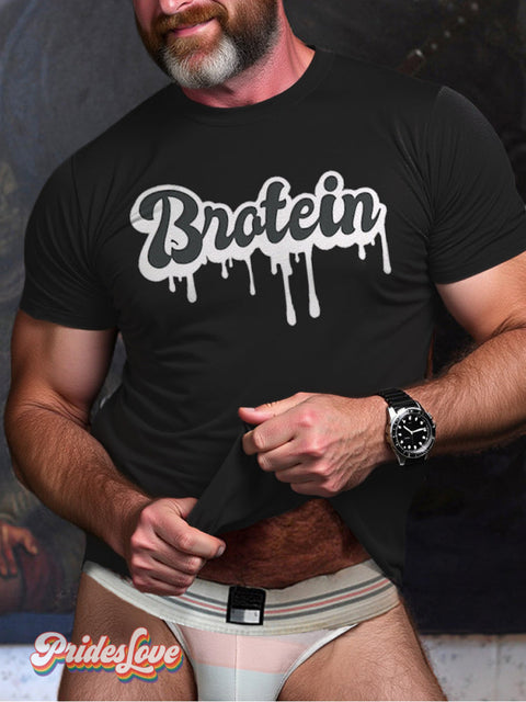 Men’s Lgbtq Gay Pride Brotein Art Print T-Shirt Black / S
