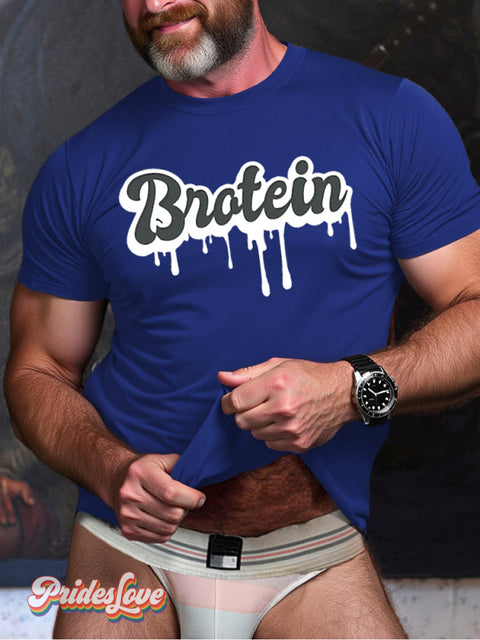 Men’s Lgbtq Gay Pride Brotein Art Print T-Shirt Blue / S