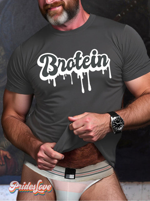 Men’s Lgbtq Gay Pride Brotein Art Print T-Shirt Gray / S