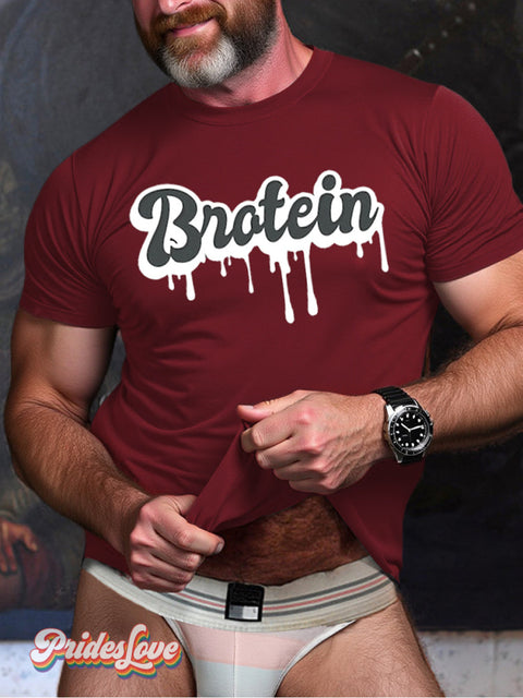 Men’s Lgbtq Gay Pride Brotein Art Print T-Shirt Red / S