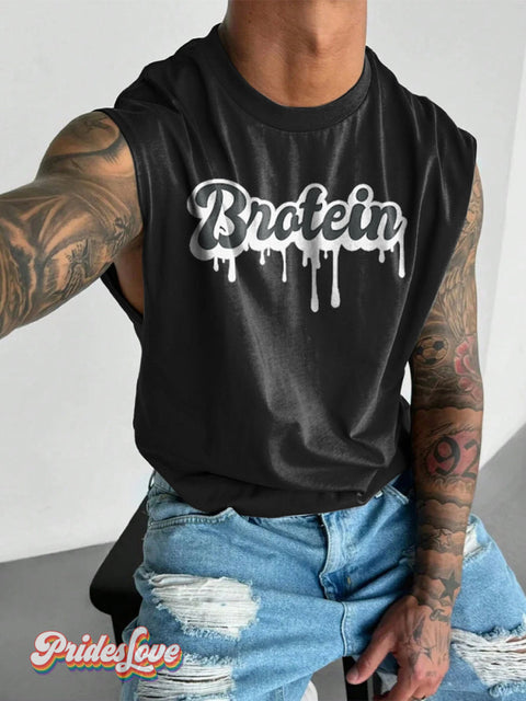 Men’s Lgbtq Gay Pride Brotein Art Print Wide Shoulder Vest