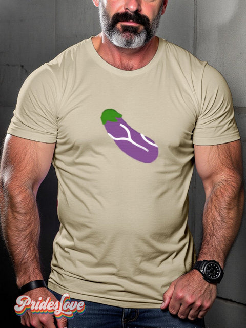Men’s Lgbtq Gay Pride Eggplant Print T-Shirt Beige / S