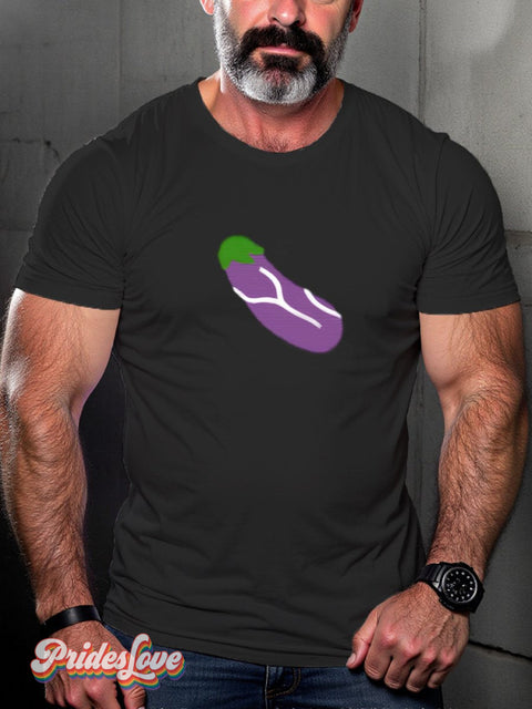 Men’s Lgbtq Gay Pride Eggplant Print T-Shirt Black / S