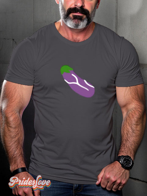 Men’s Lgbtq Gay Pride Eggplant Print T-Shirt Gray / S