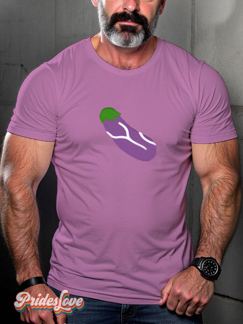 Men’s Lgbtq Gay Pride Eggplant Print T-Shirt Pink / S