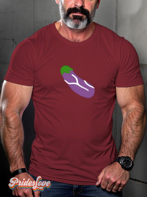 Men’s Lgbtq Gay Pride Eggplant Print T-Shirt Red / S