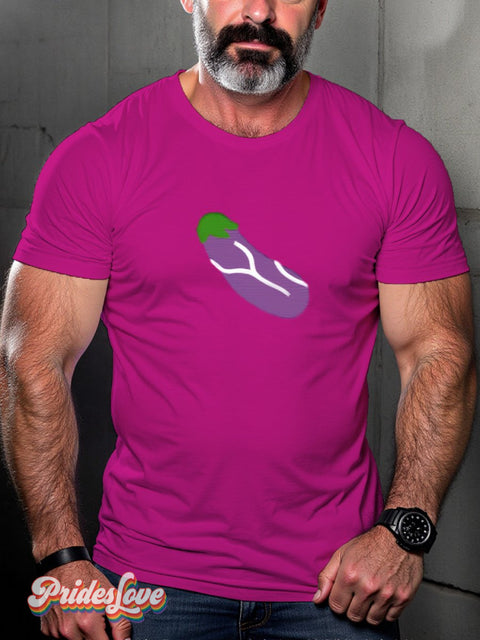 Men’s Lgbtq Gay Pride Eggplant Print T-Shirt Rosered / S