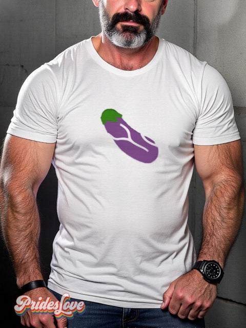 Men’s Lgbtq Gay Pride Eggplant Print T-Shirt White / S